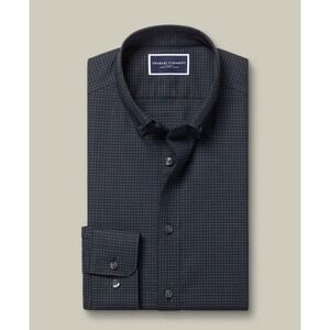 Charles Tyrwhitt Men Brushed Cotton Twill Classic Fit Button Down Dark Grey XXXL